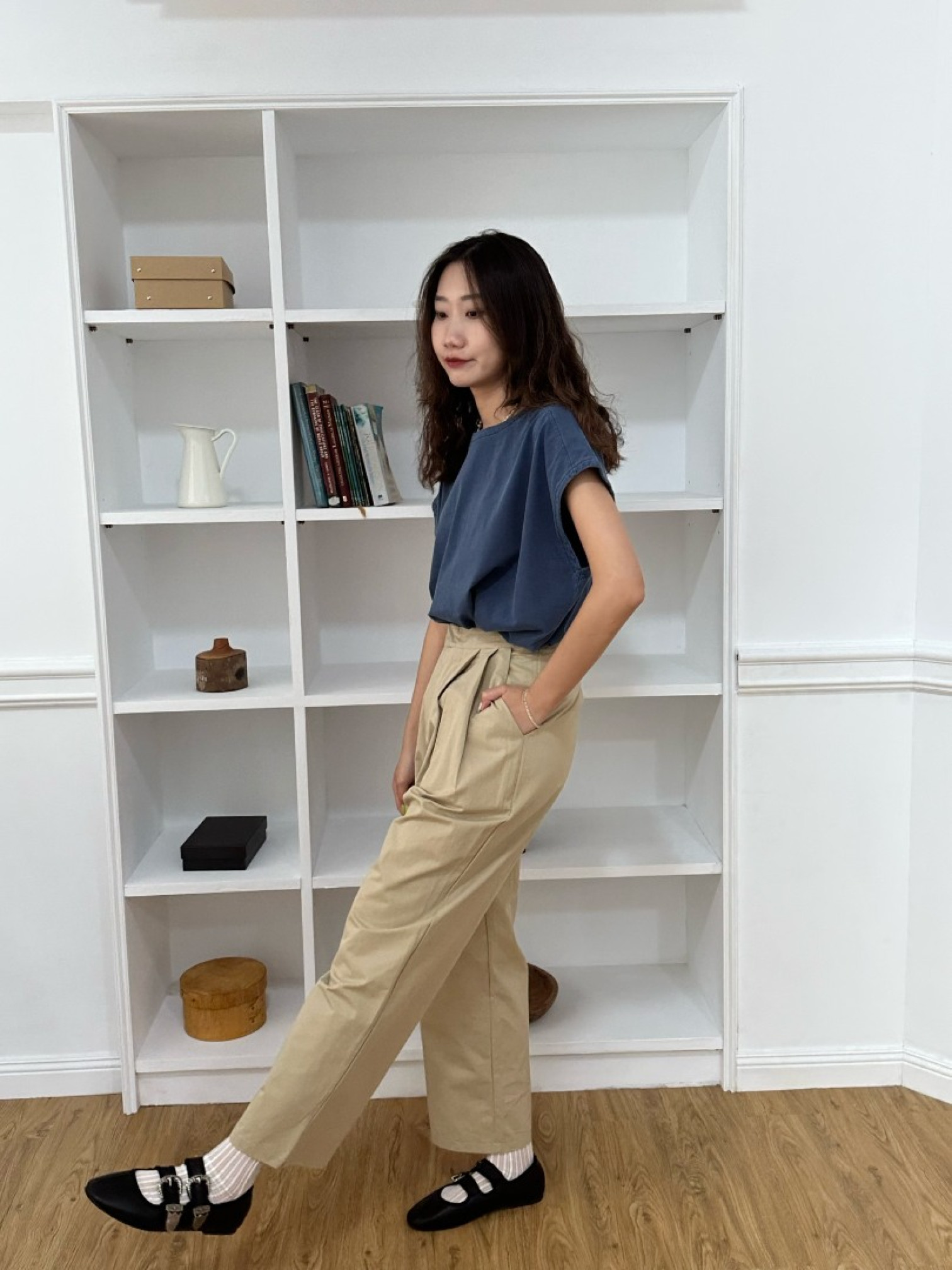 🇯🇵復古水洗簡約短T/藍