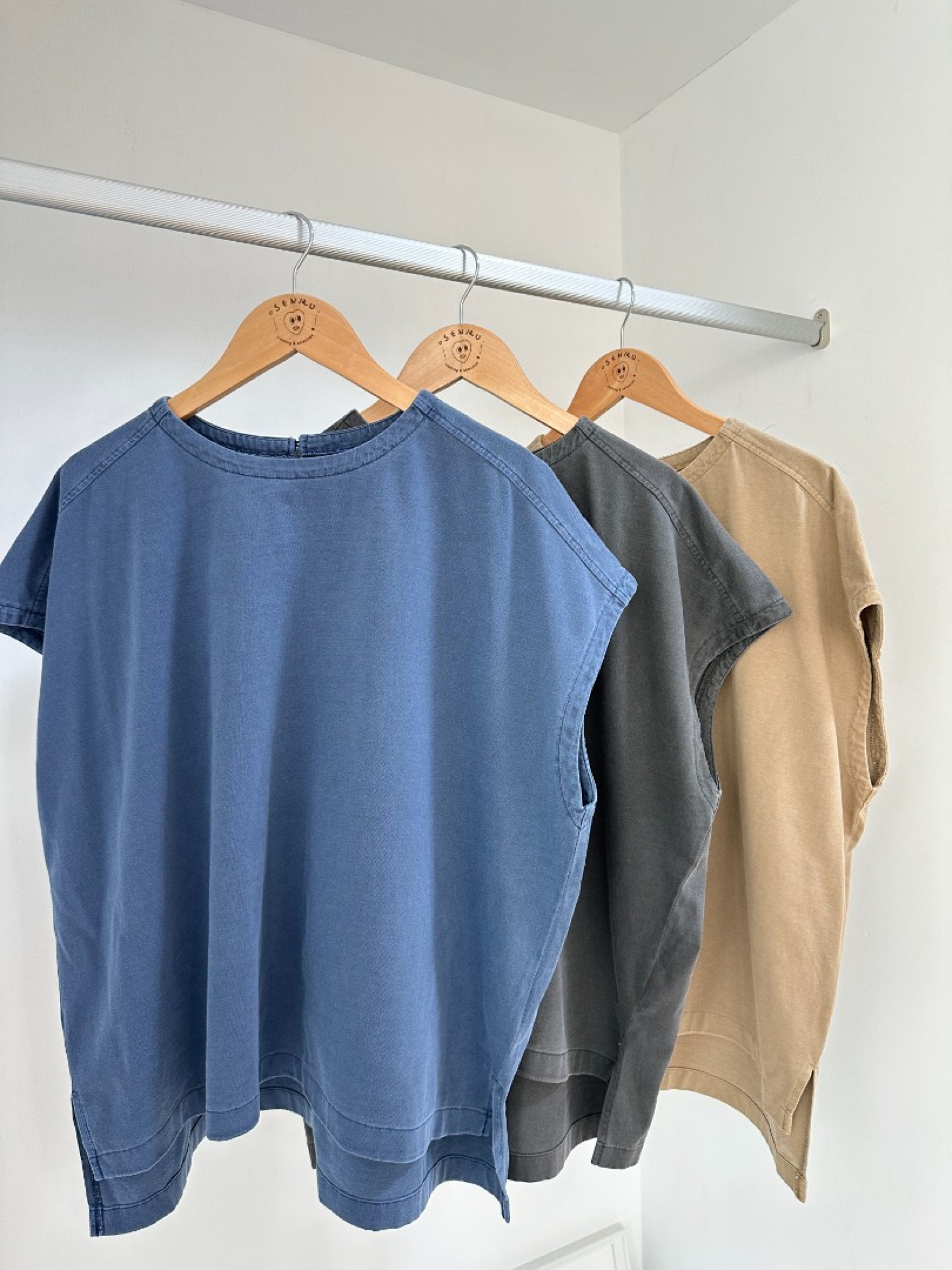 🇯🇵復古水洗簡約短T/藍