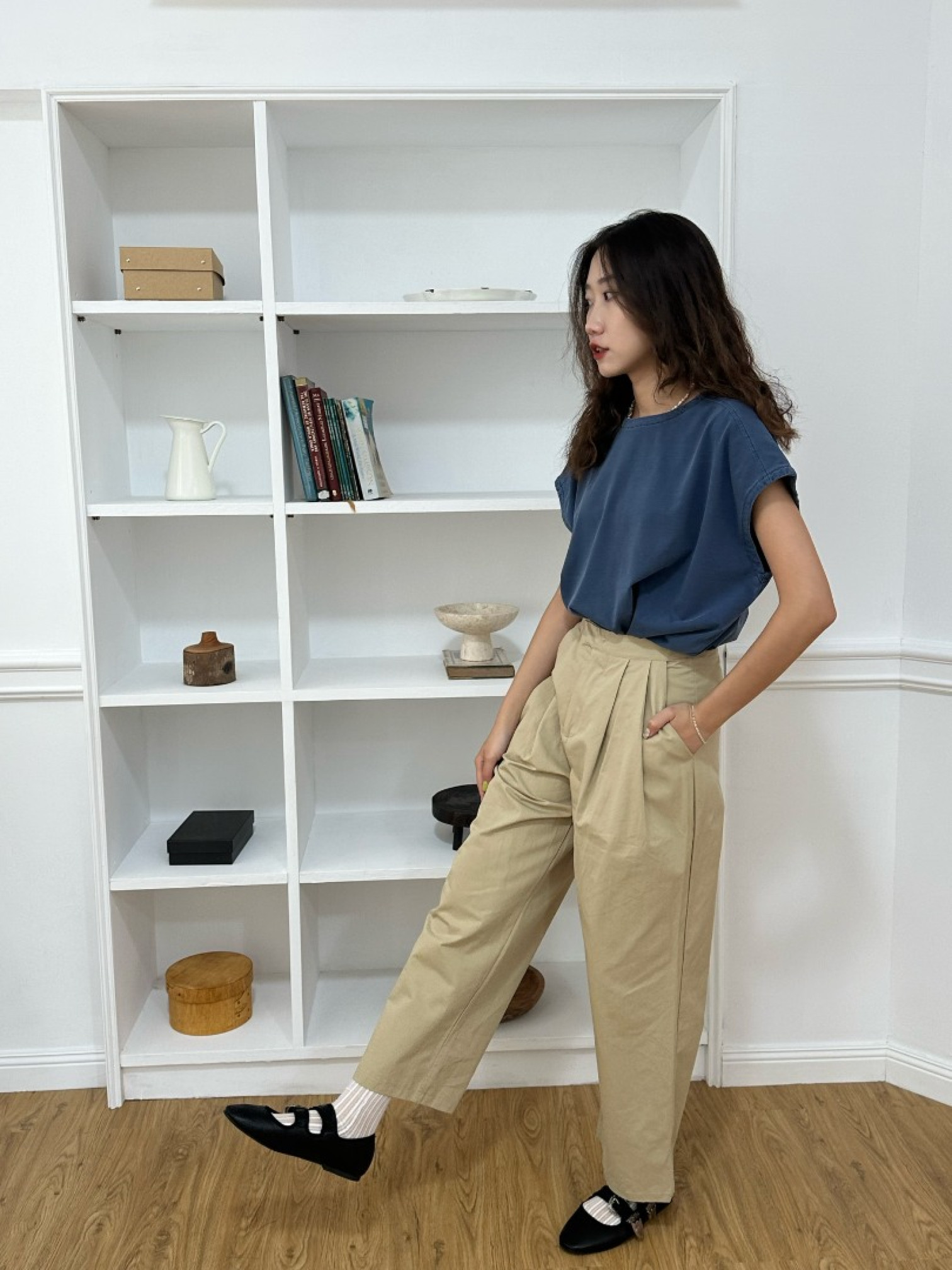 🇯🇵森林系女孩卡其寬褲/S