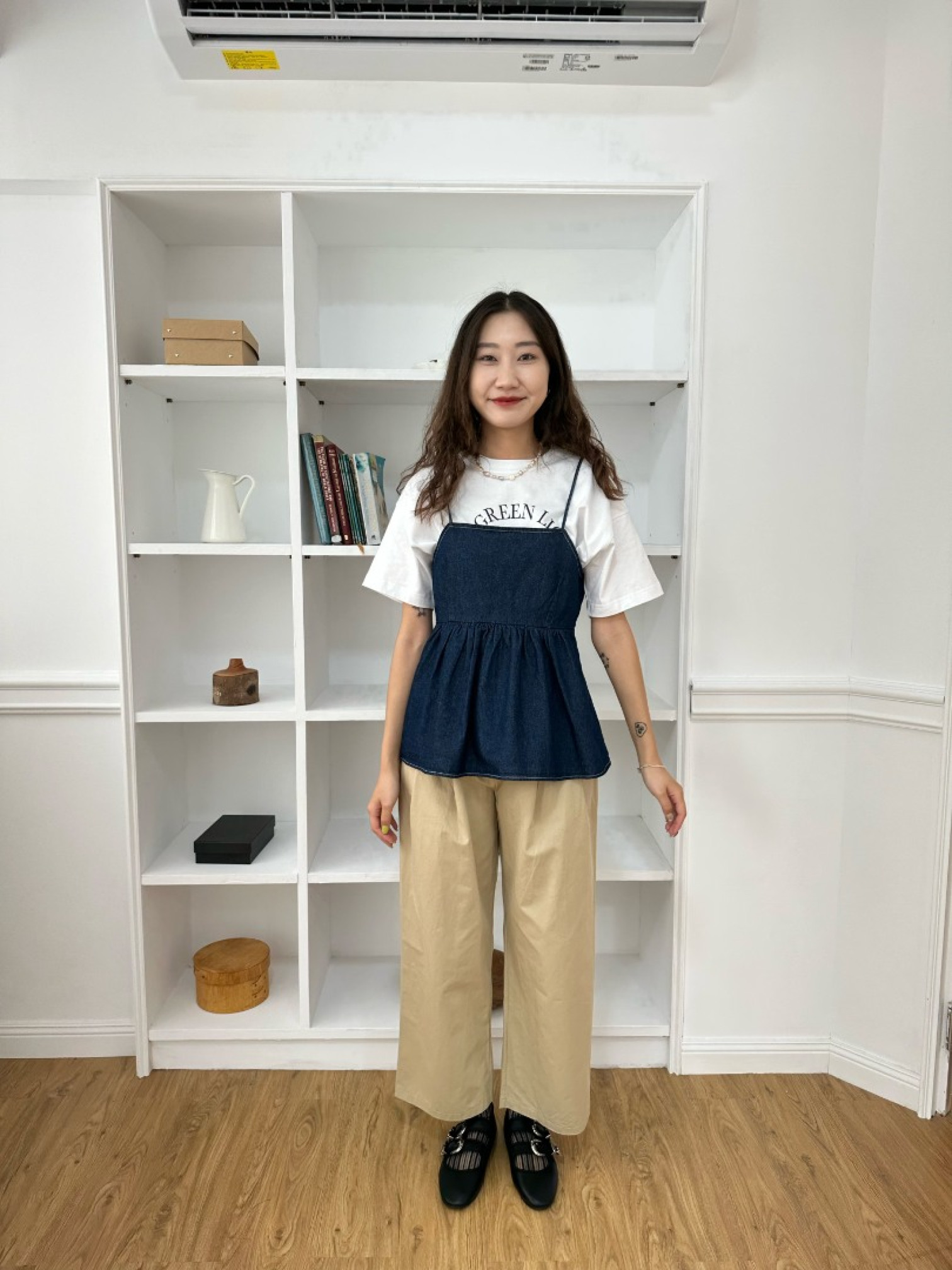 🇯🇵森林系女孩卡其寬褲/S