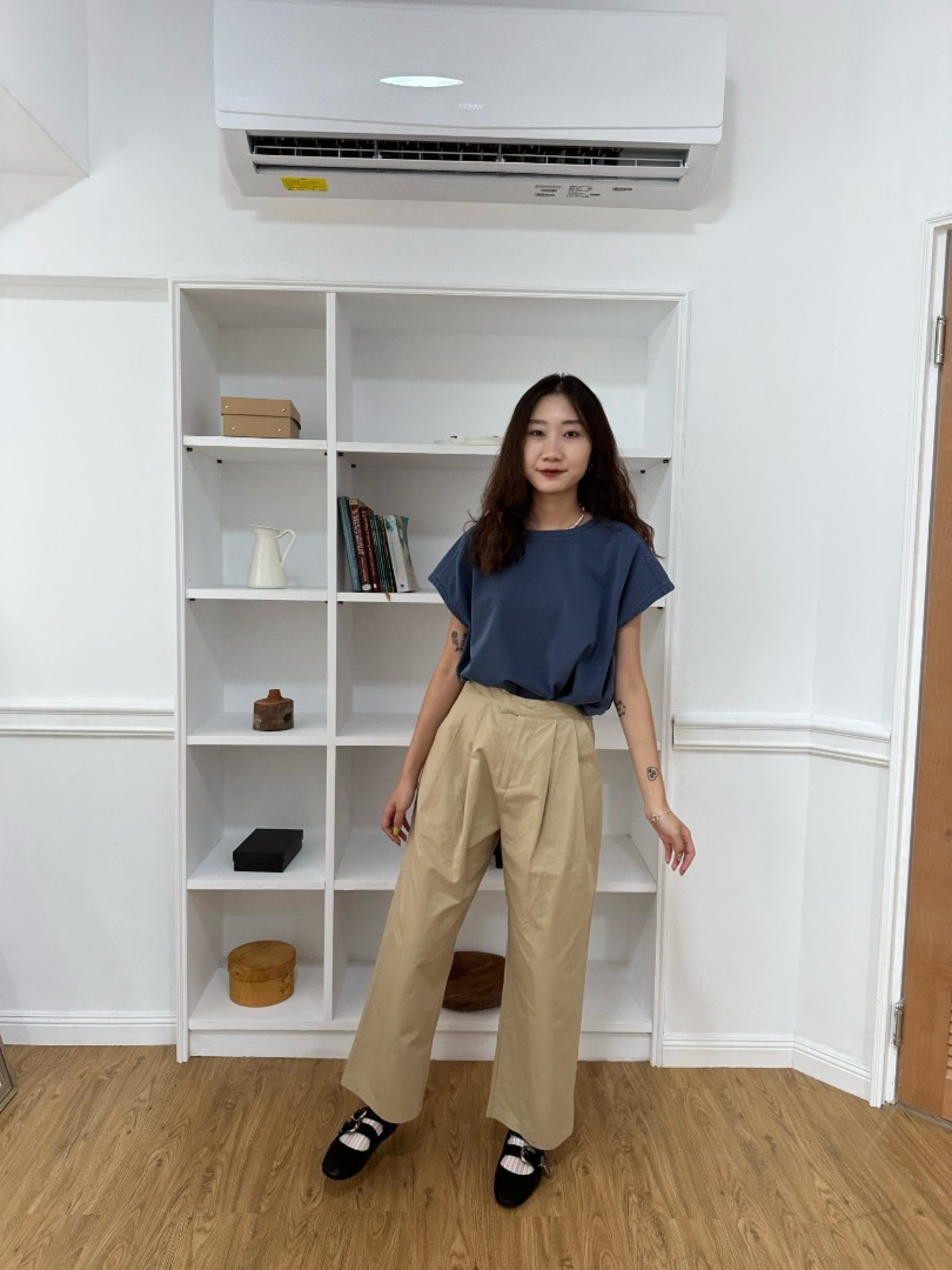 🇯🇵森林系女孩卡其寬褲/S