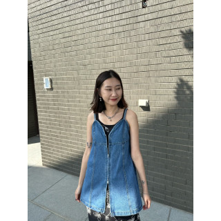 🇯🇵雙拉鍊牛仔馬甲/淺藍