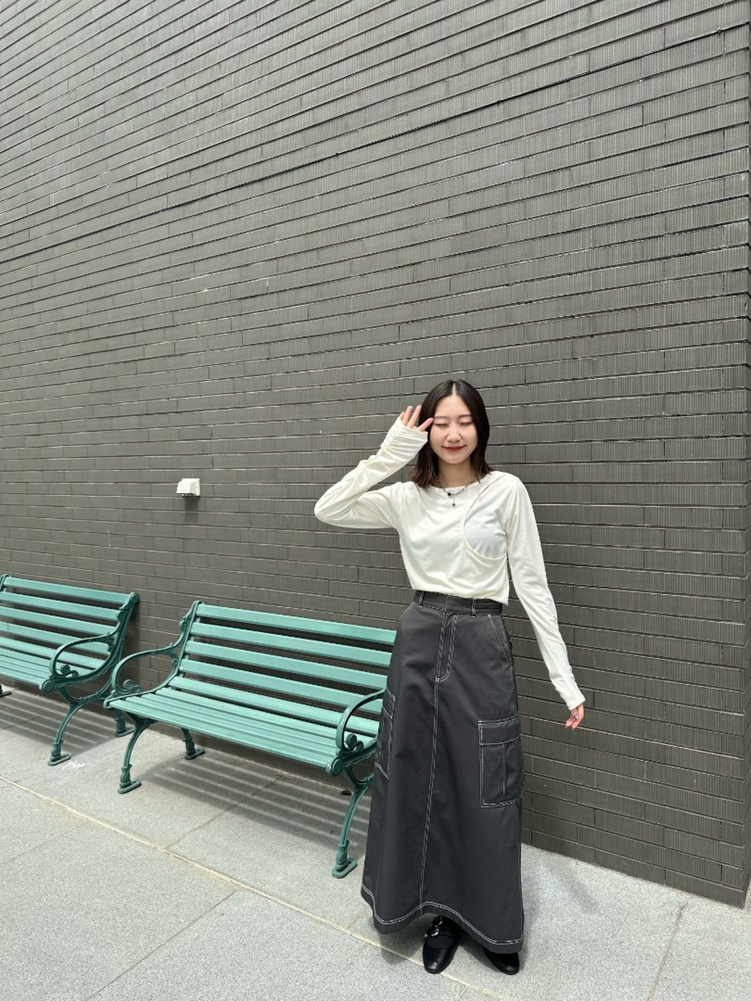 🇯🇵工裝感縫線半身裙/三色M-L