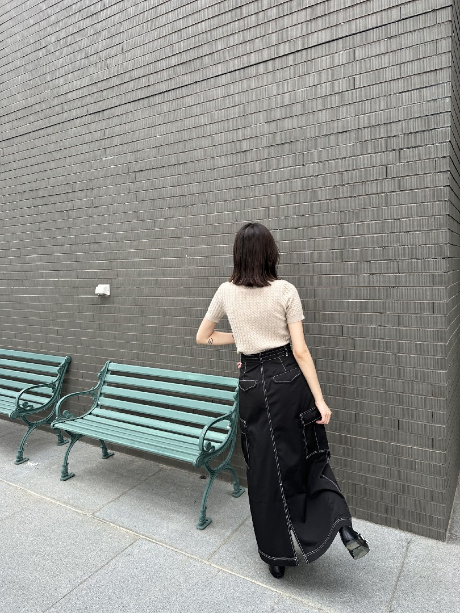 🇯🇵工裝感縫線半身裙/三色M-L