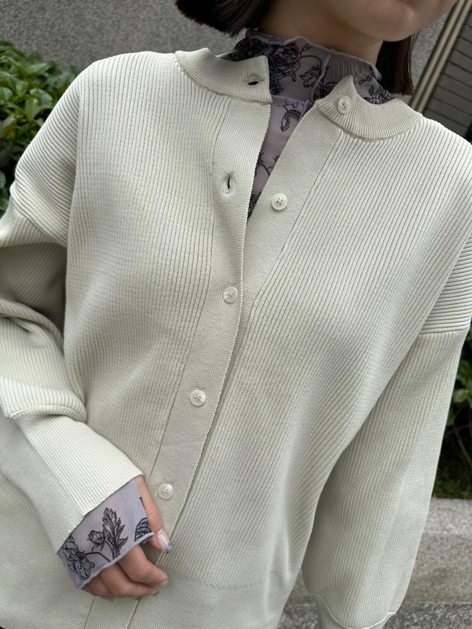 🇯🇵細羅紋針織圓領上衣/亞麻色