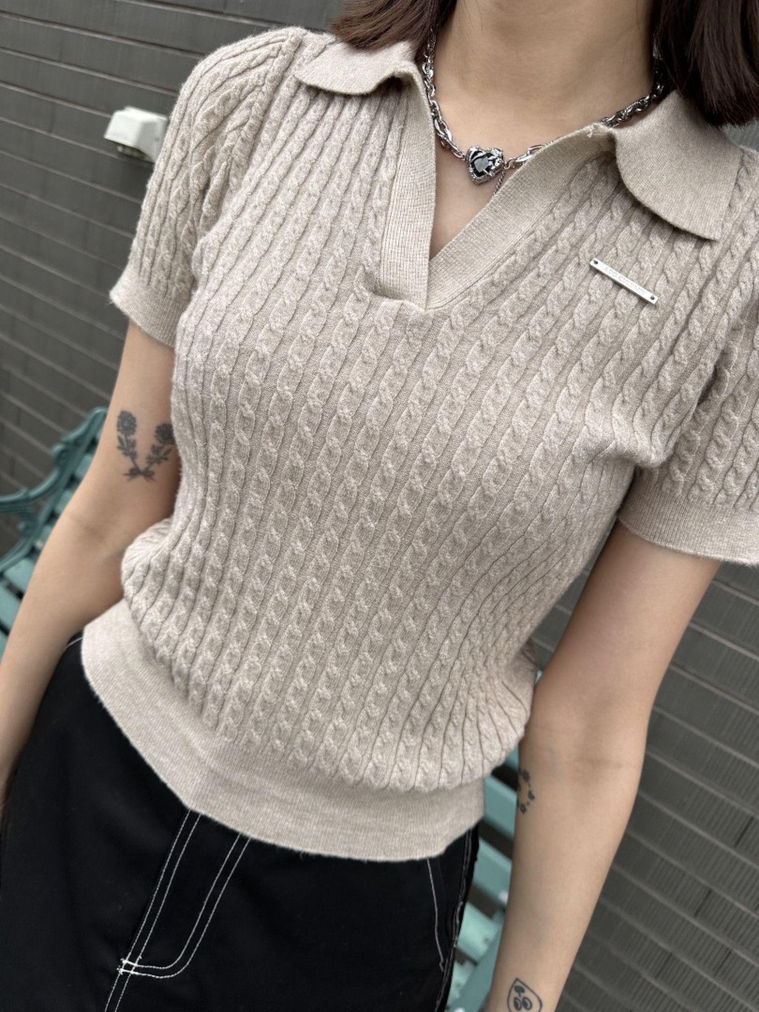 🇯🇵POLO領麻花短版上衣/三色