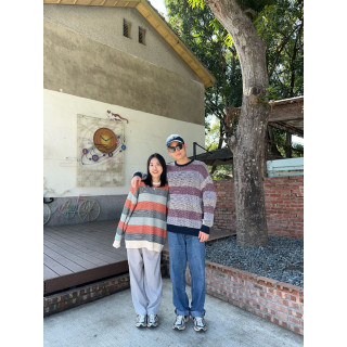 🇯🇵華夫格條紋針織上衣/兩色M-L