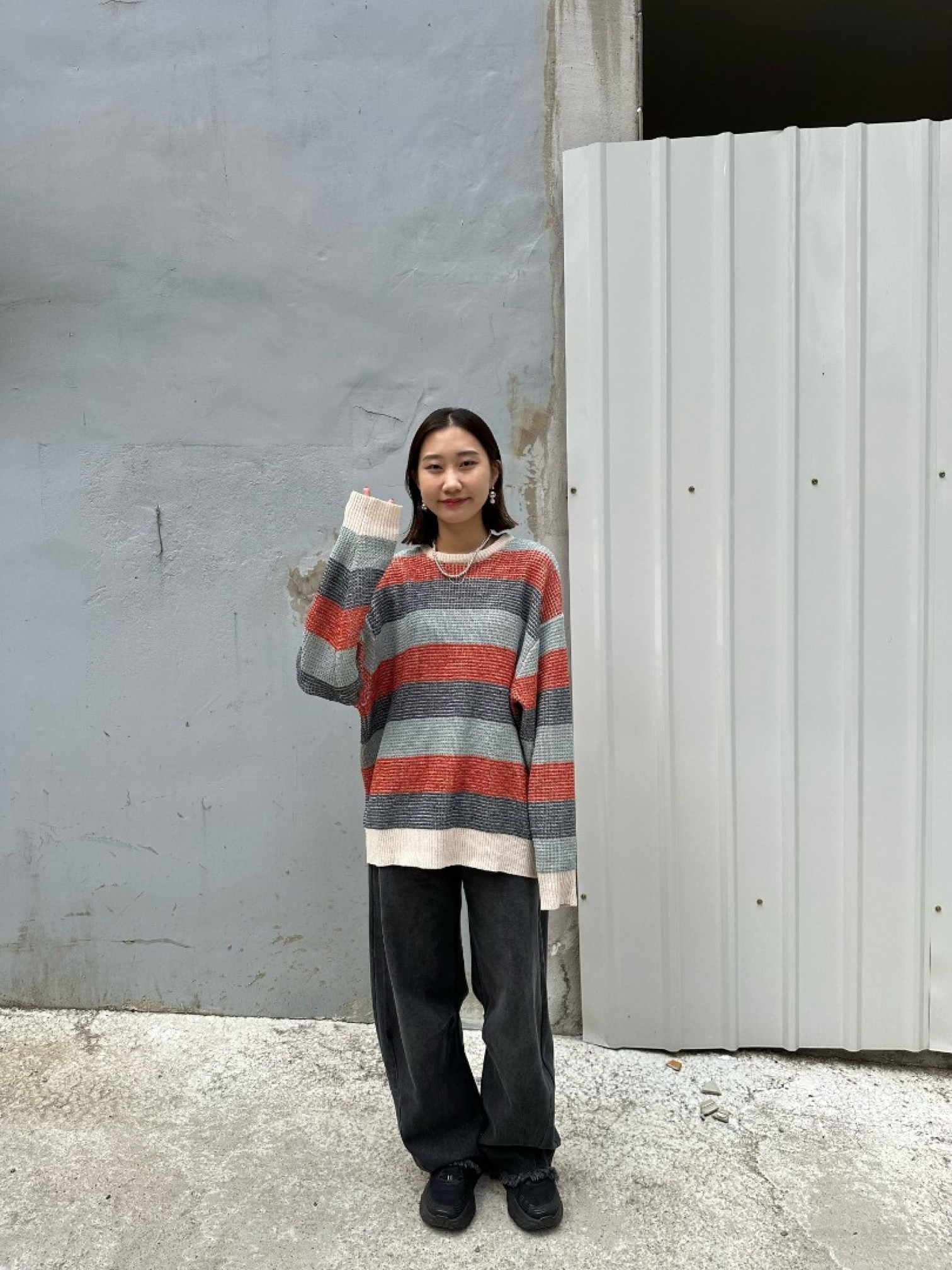 🇯🇵華夫格條紋針織上衣/兩色M-L