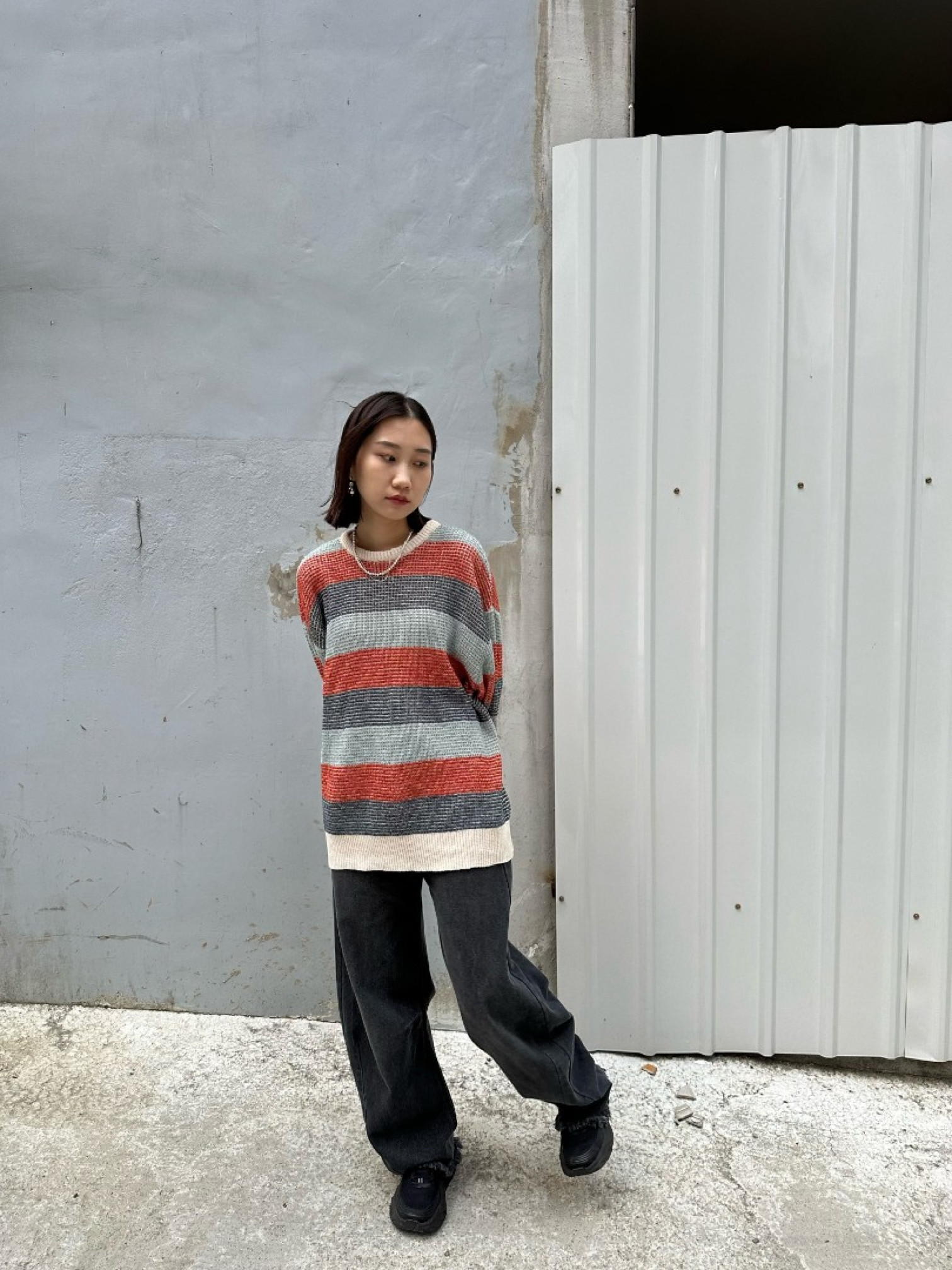 🇯🇵華夫格條紋針織上衣/兩色M-L