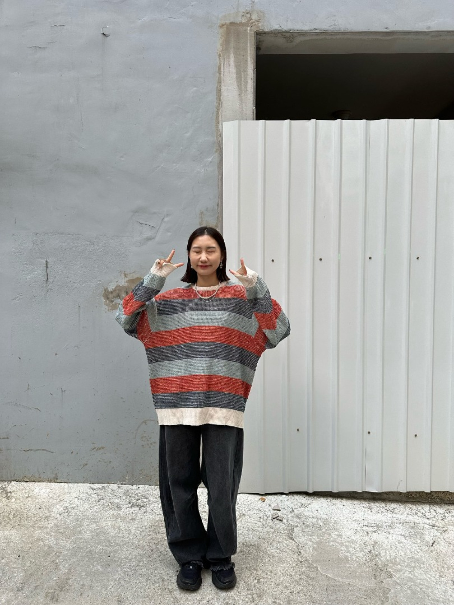 🇯🇵華夫格條紋針織上衣/兩色M-L