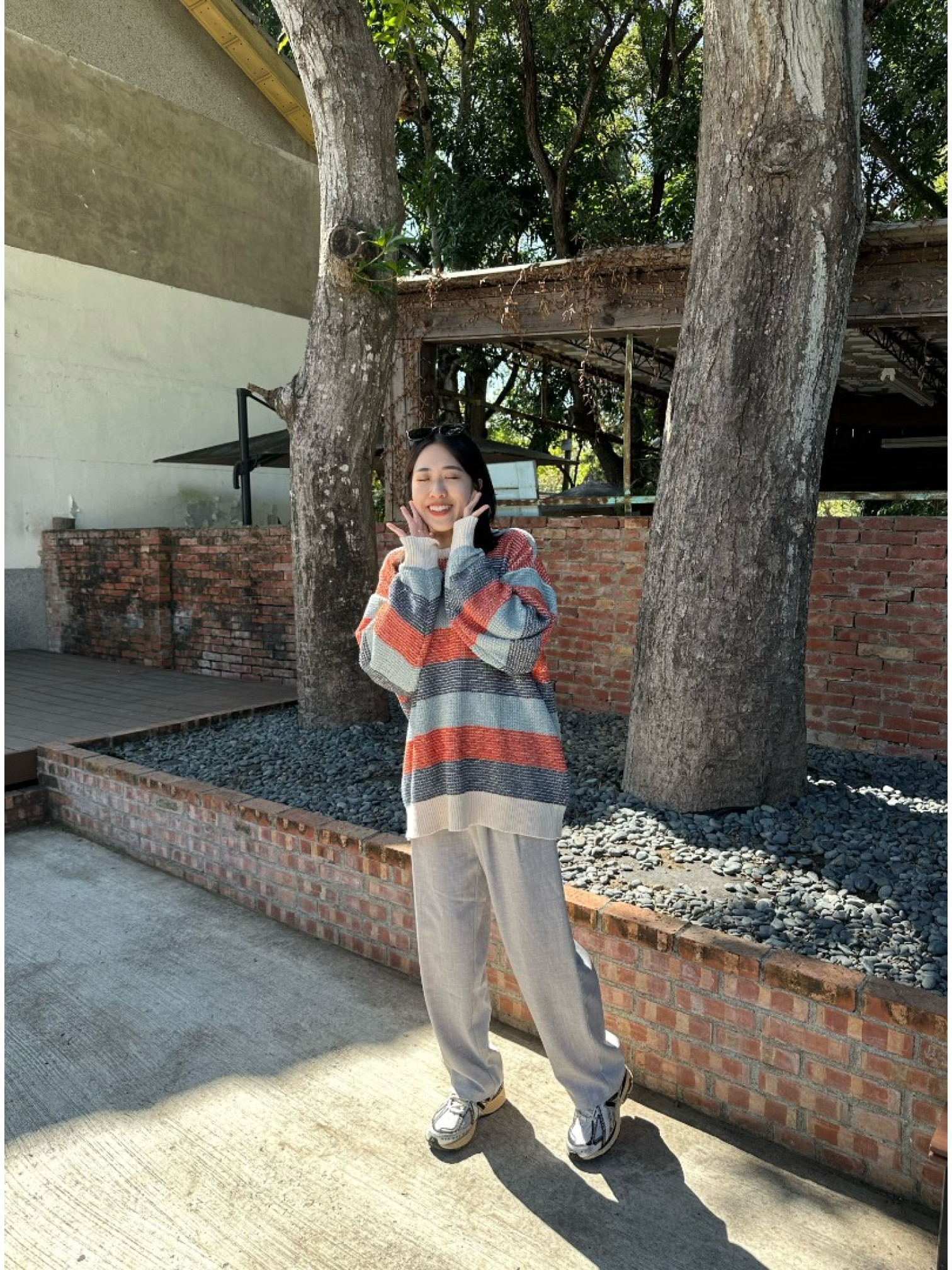 🇯🇵華夫格條紋針織上衣/兩色M-L