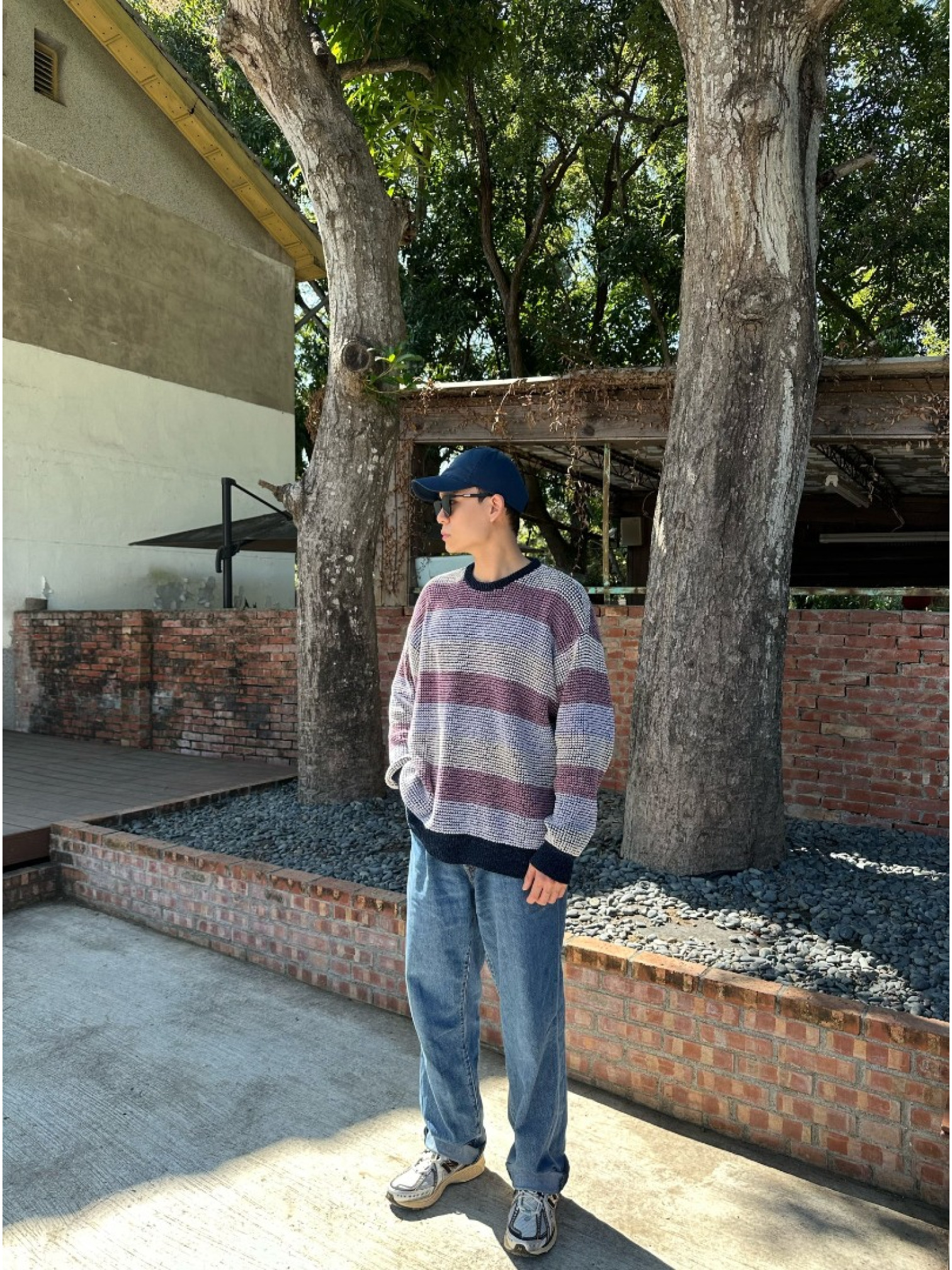 🇯🇵華夫格條紋針織上衣/兩色M-L