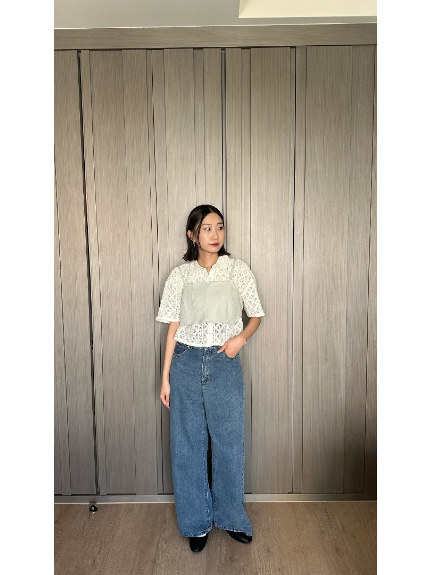 🇯🇵簍空設計短版襯衫/白