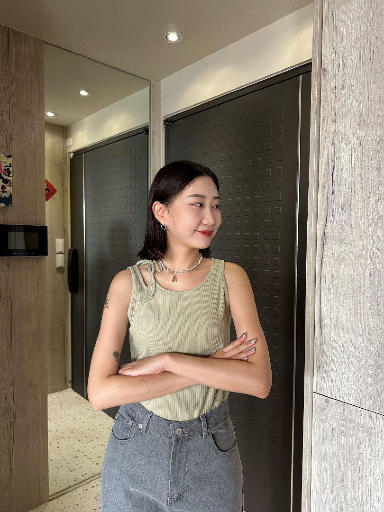 🇯🇵不規則綁帶背心/開心果綠