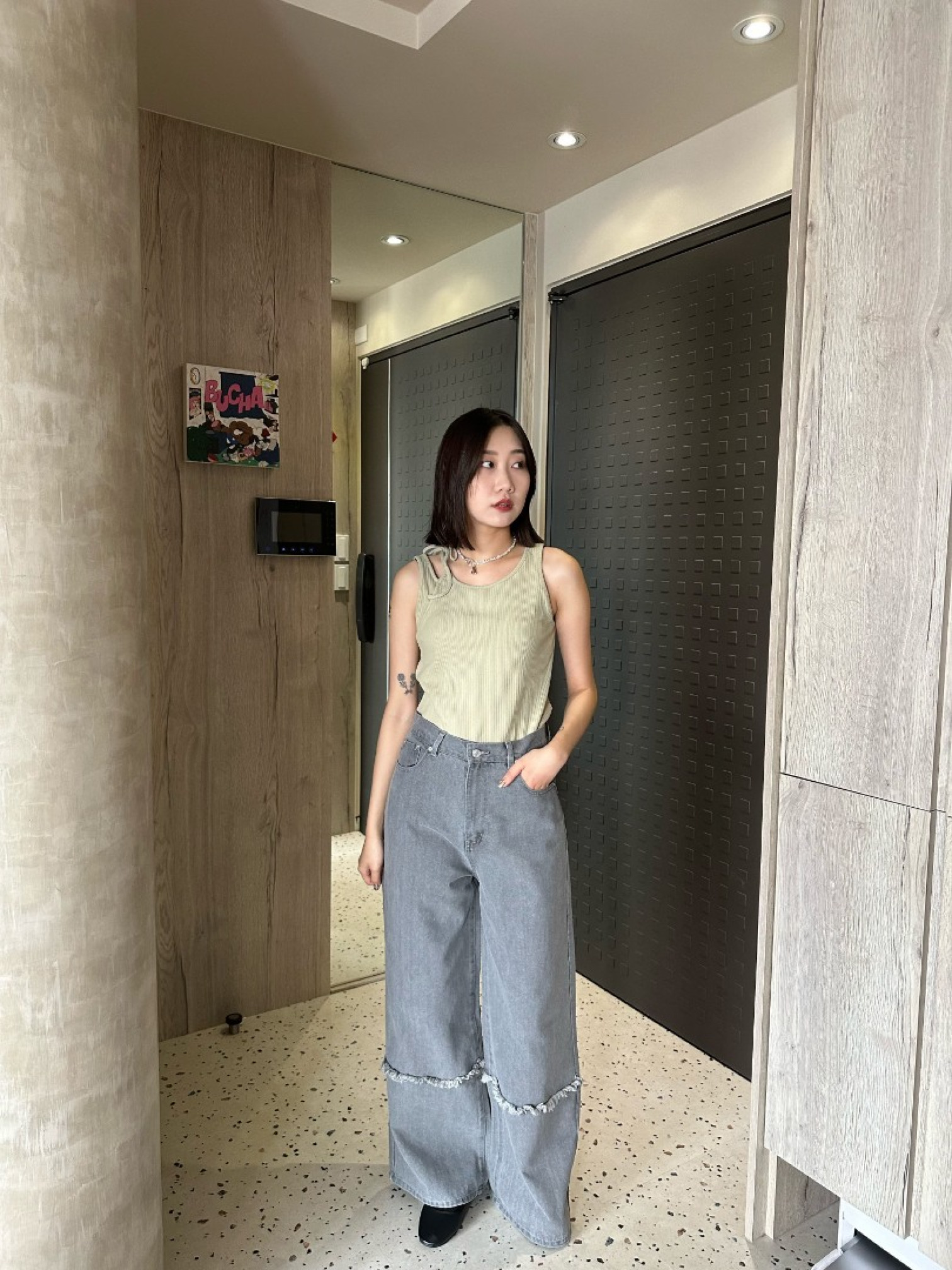 🇯🇵不規則綁帶背心/開心果綠