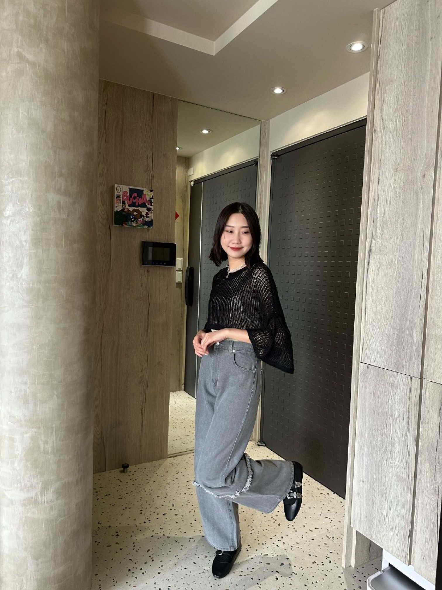 🇯🇵版型超讚!毛呢直筒牛仔褲/藍M&灰S