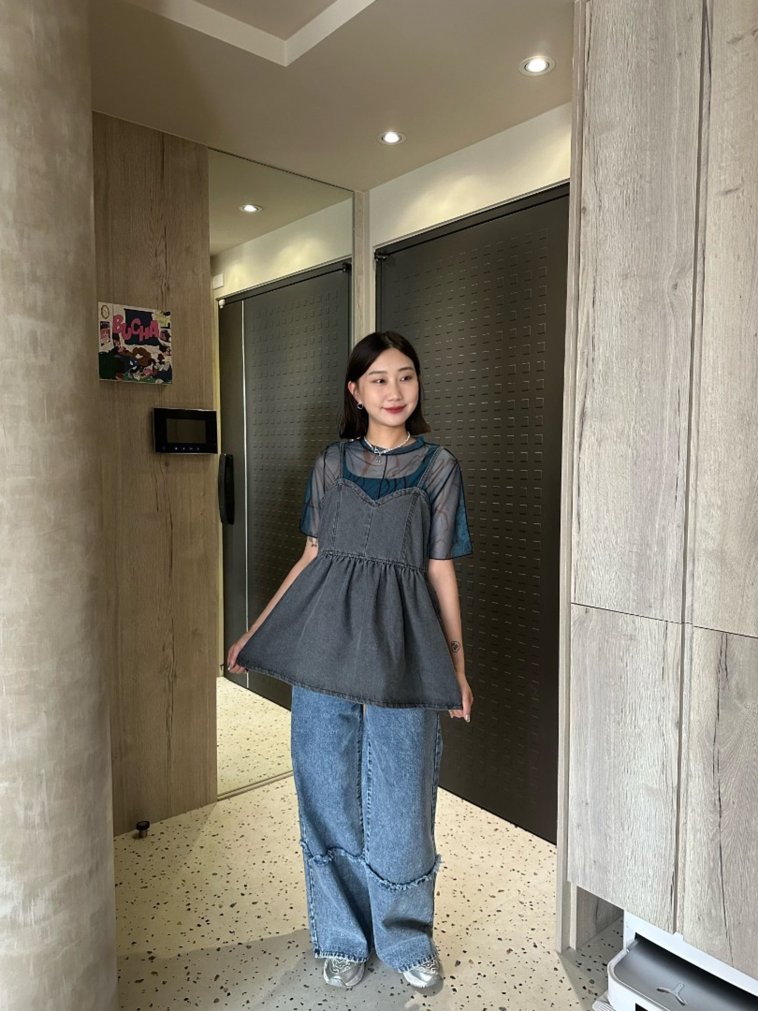 🇯🇵版型超讚!毛呢直筒牛仔褲/藍M&灰S