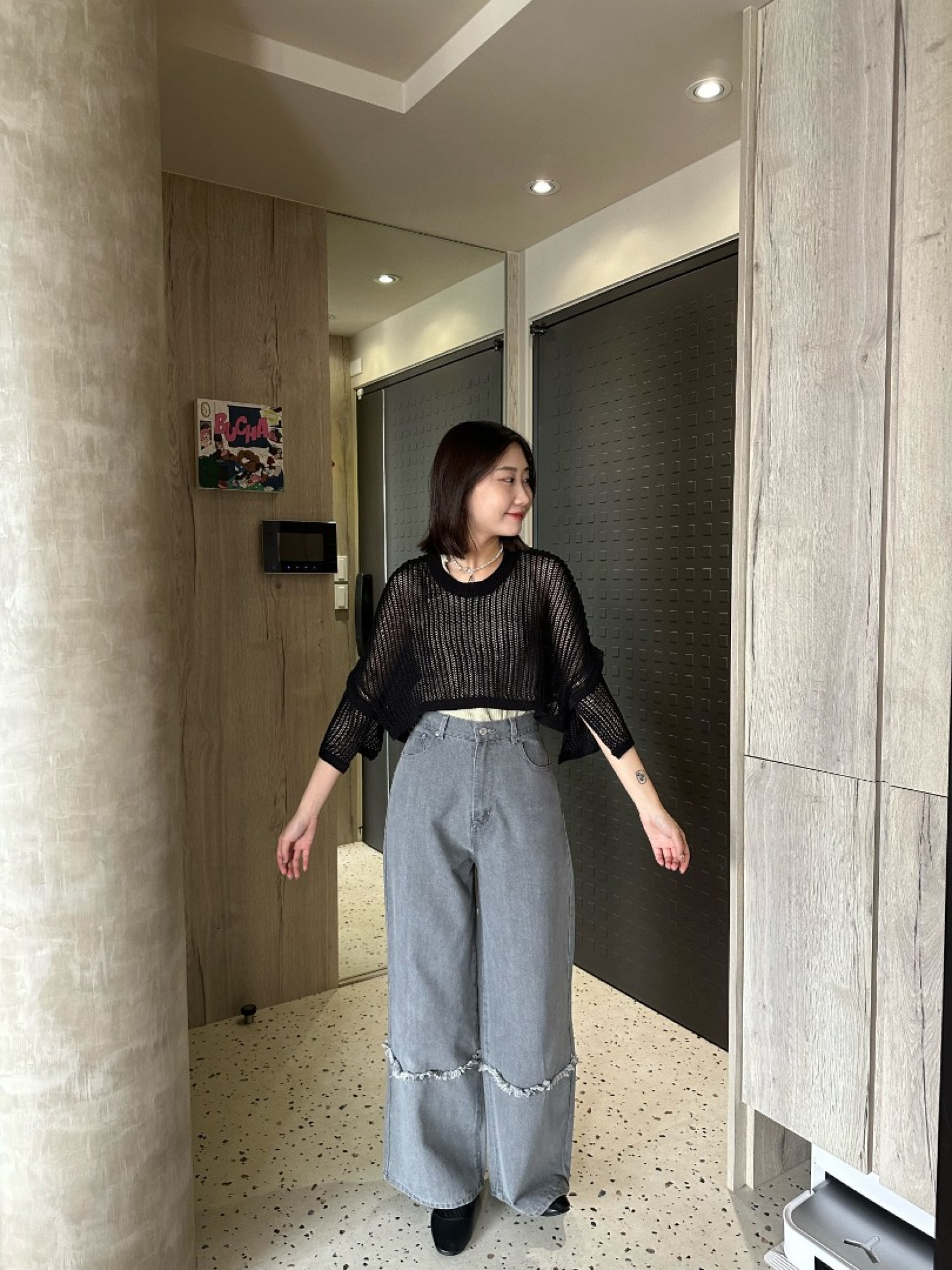 🇯🇵版型超讚!毛呢直筒牛仔褲/藍M&灰S