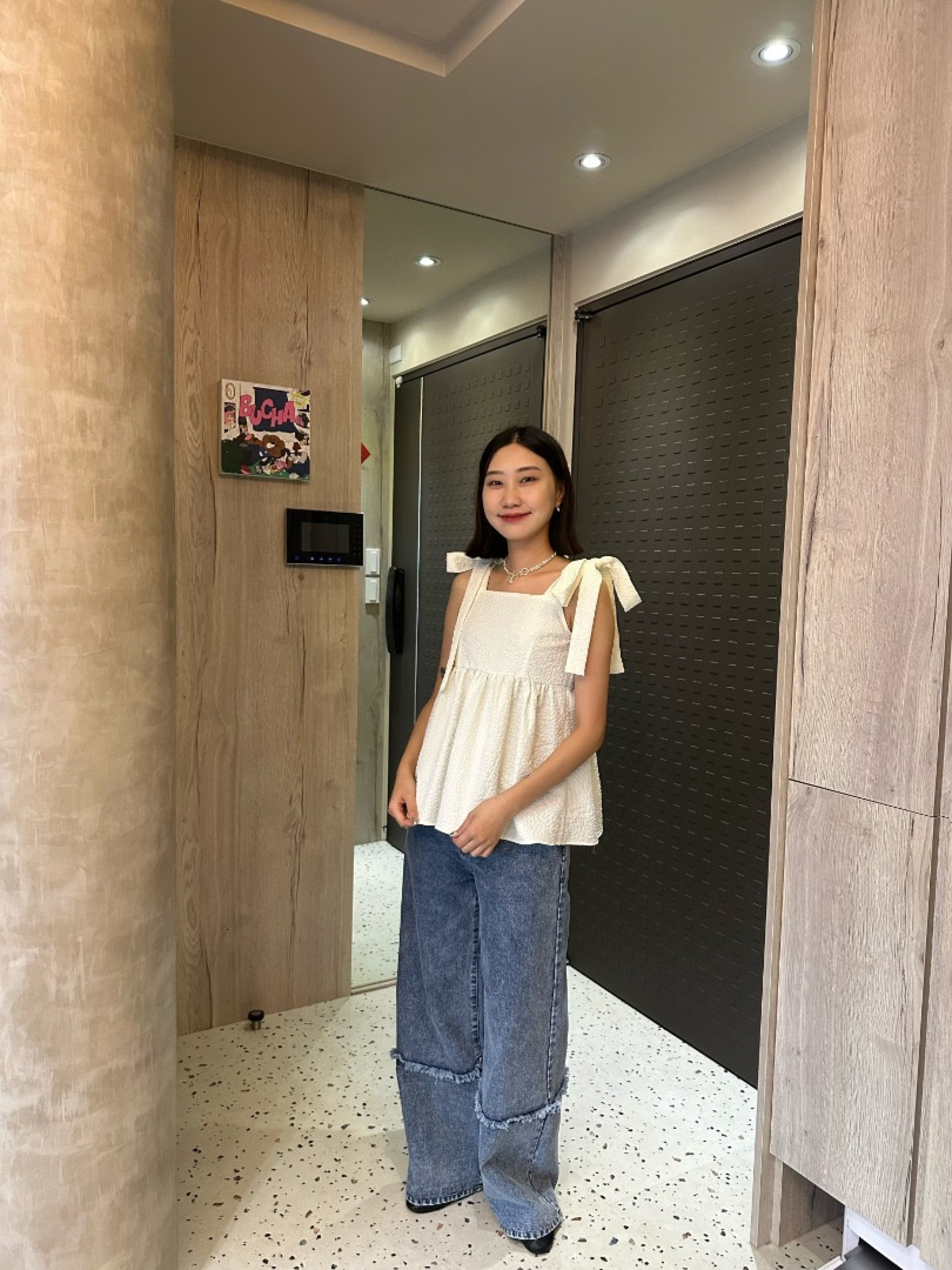 🇯🇵版型超讚!毛呢直筒牛仔褲/藍M&灰S