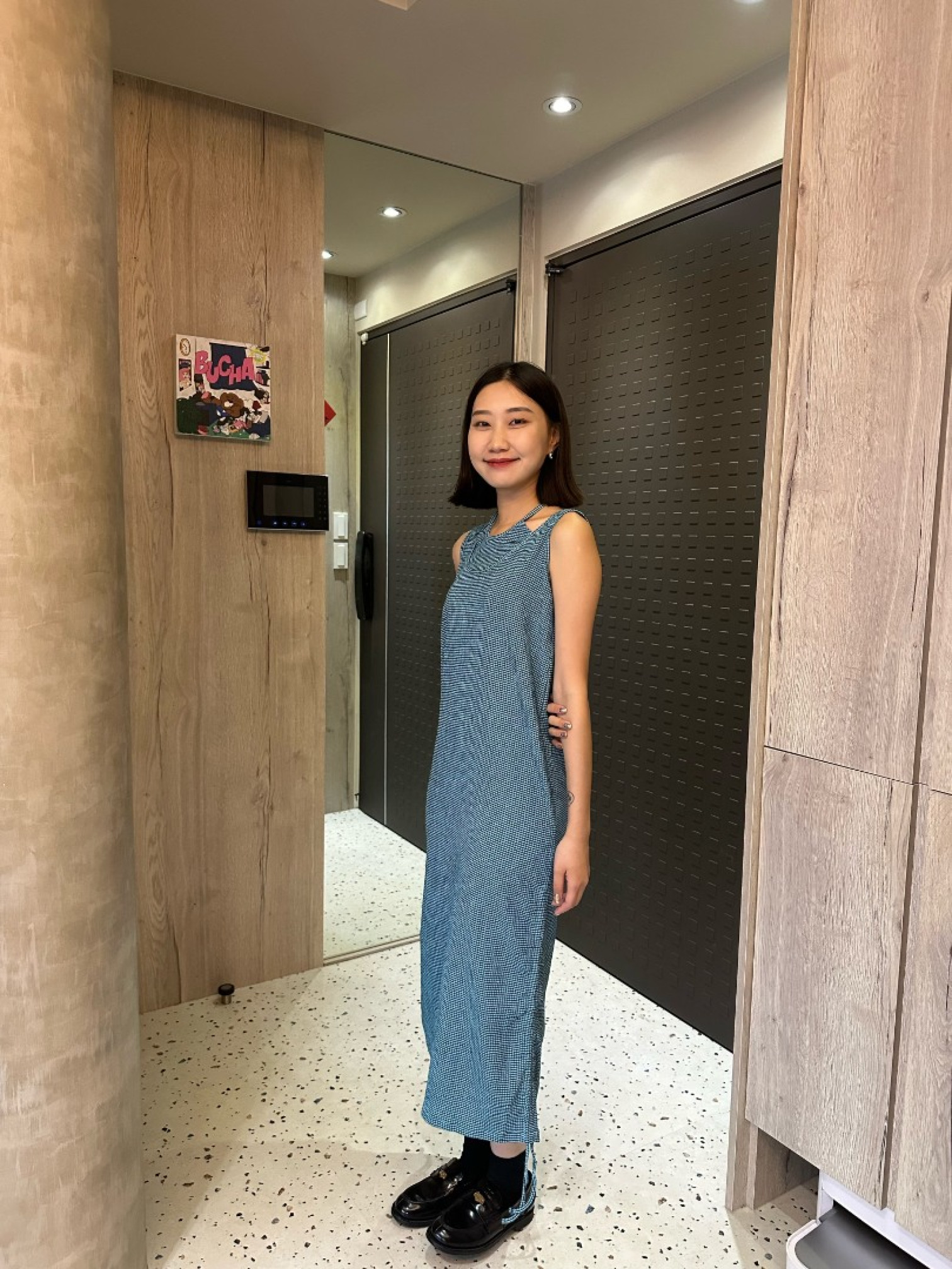 🇯🇵假兩件下擺抽繩格紋洋裝/兩色