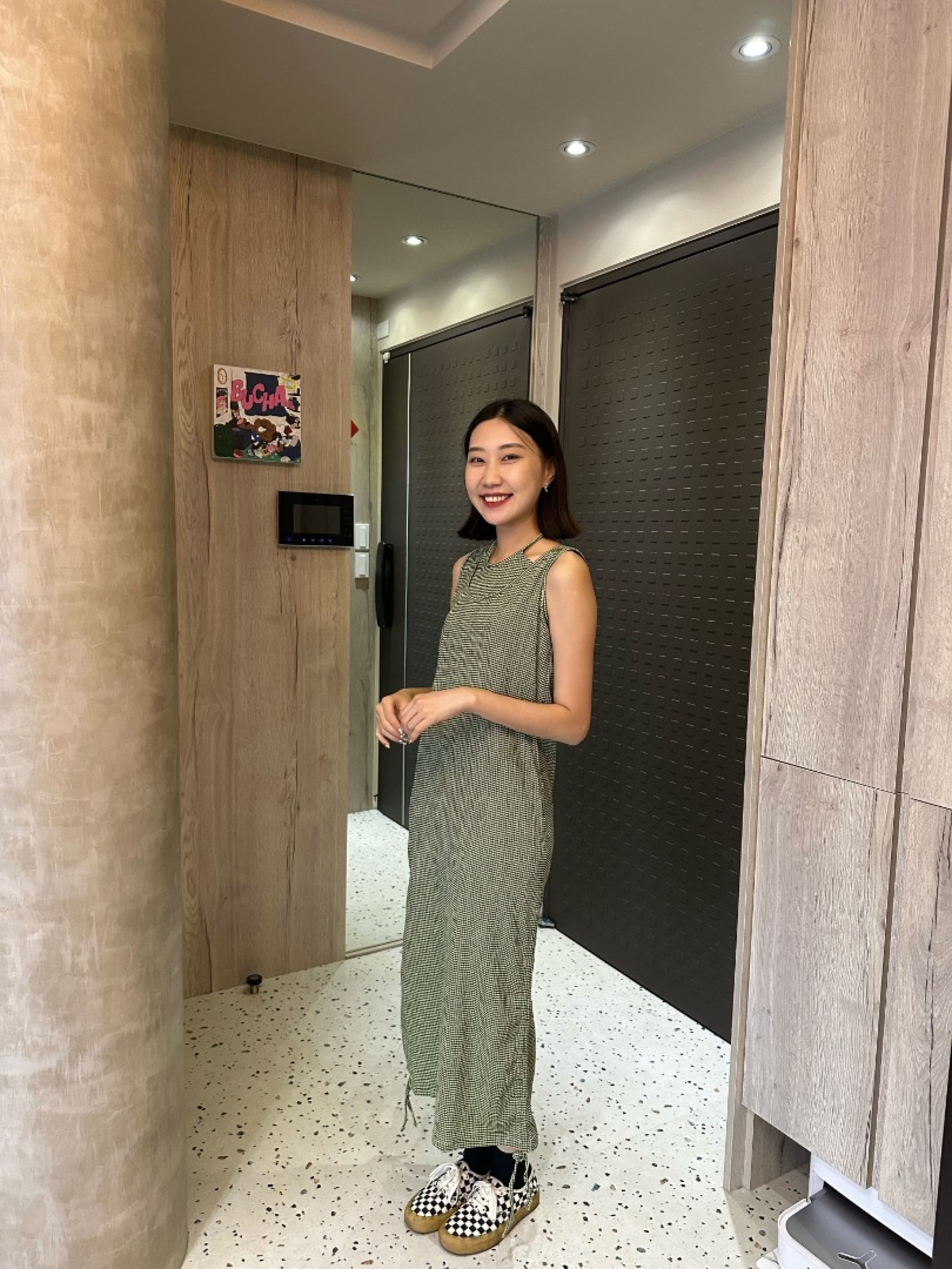 🇯🇵假兩件下擺抽繩格紋洋裝/兩色