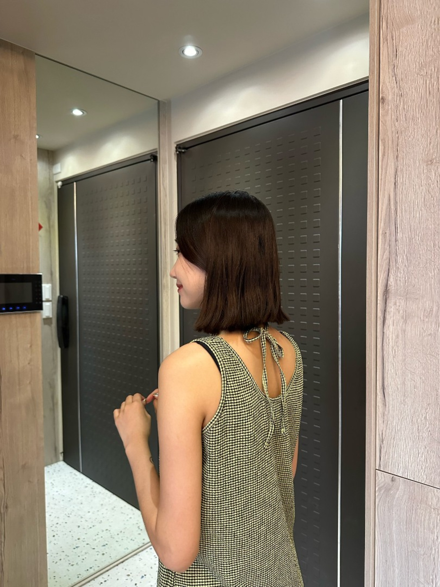 🇯🇵假兩件下擺抽繩格紋洋裝/兩色