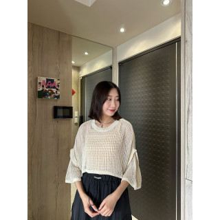 🇯🇵時髦の短版洞洞針織衫/杏