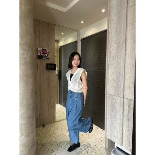 🇯🇵雙口袋壓摺牛仔褲/藍