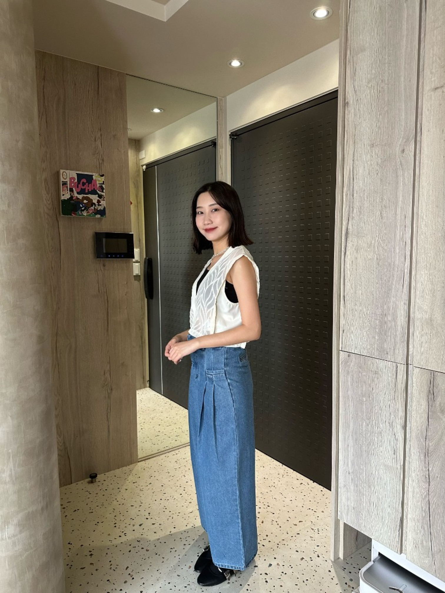 🇯🇵雙口袋壓摺牛仔褲/藍