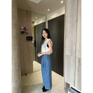 🇯🇵雙口袋壓摺牛仔褲/藍