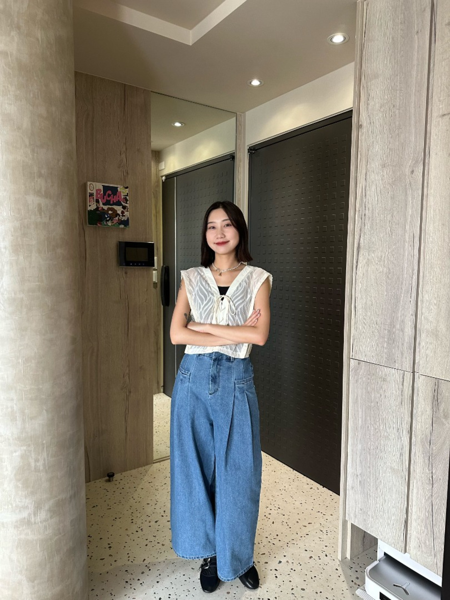 🇯🇵雙口袋壓摺牛仔褲/藍