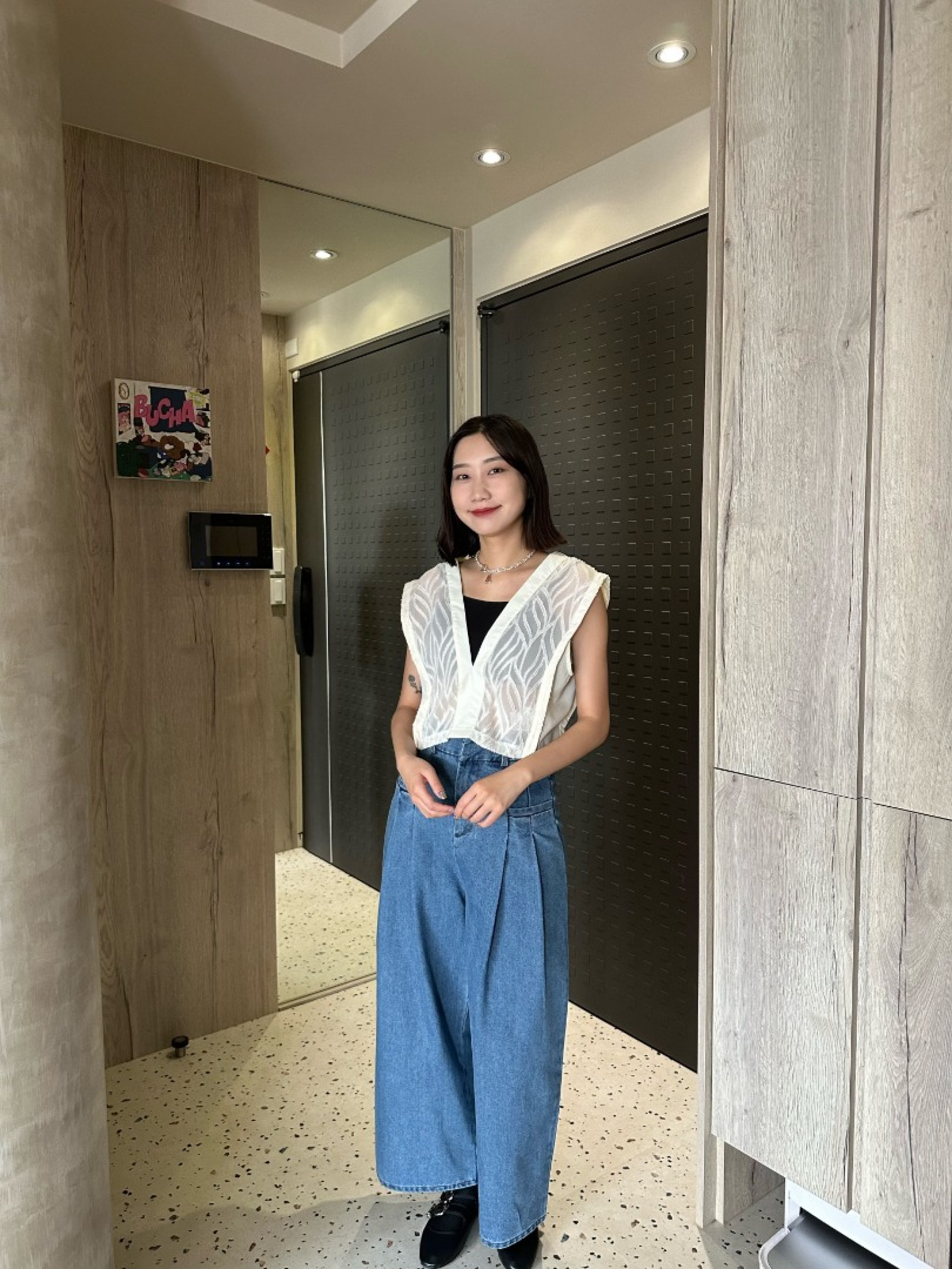 🇯🇵雙口袋壓摺牛仔褲/藍