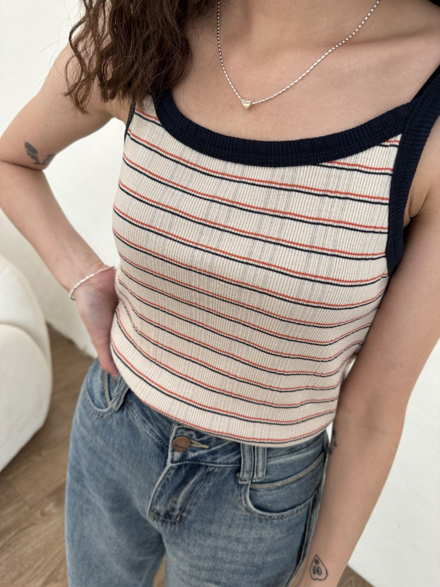 🇯🇵TWO WAY條紋背心/米&炭黑