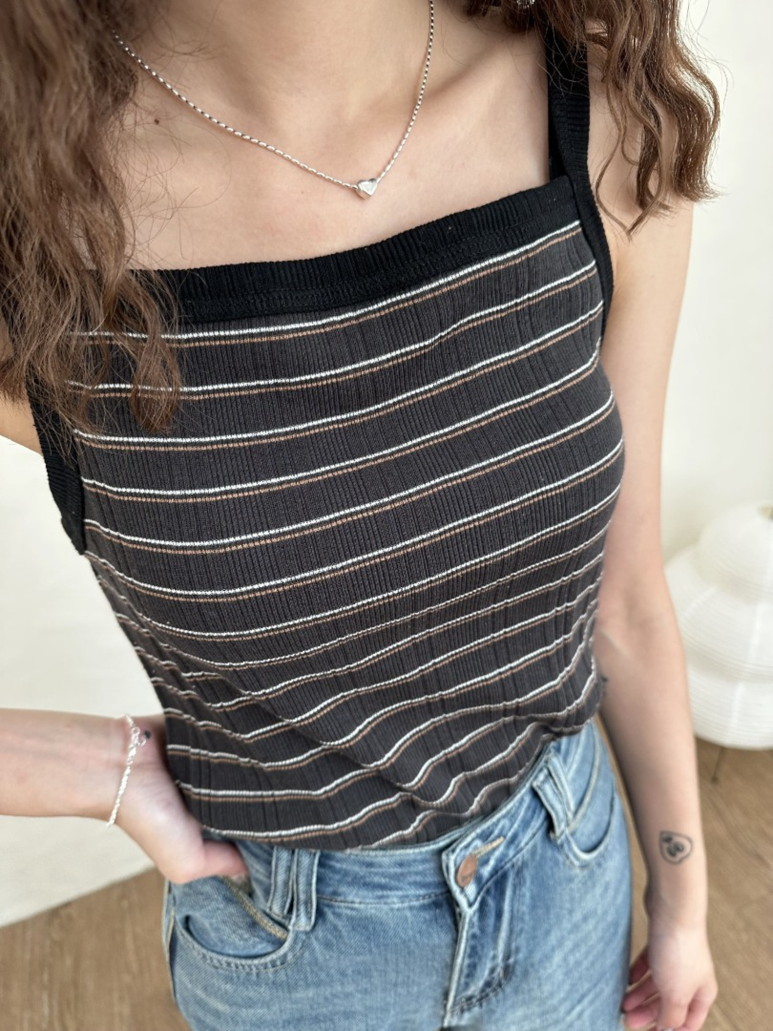 🇯🇵TWO WAY條紋背心/米&炭黑