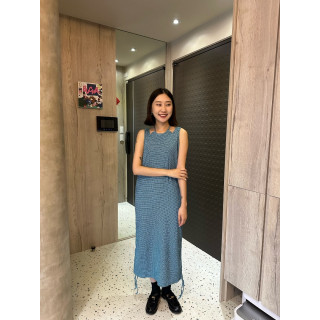 🇯🇵假兩件下擺抽繩格紋洋裝/兩色