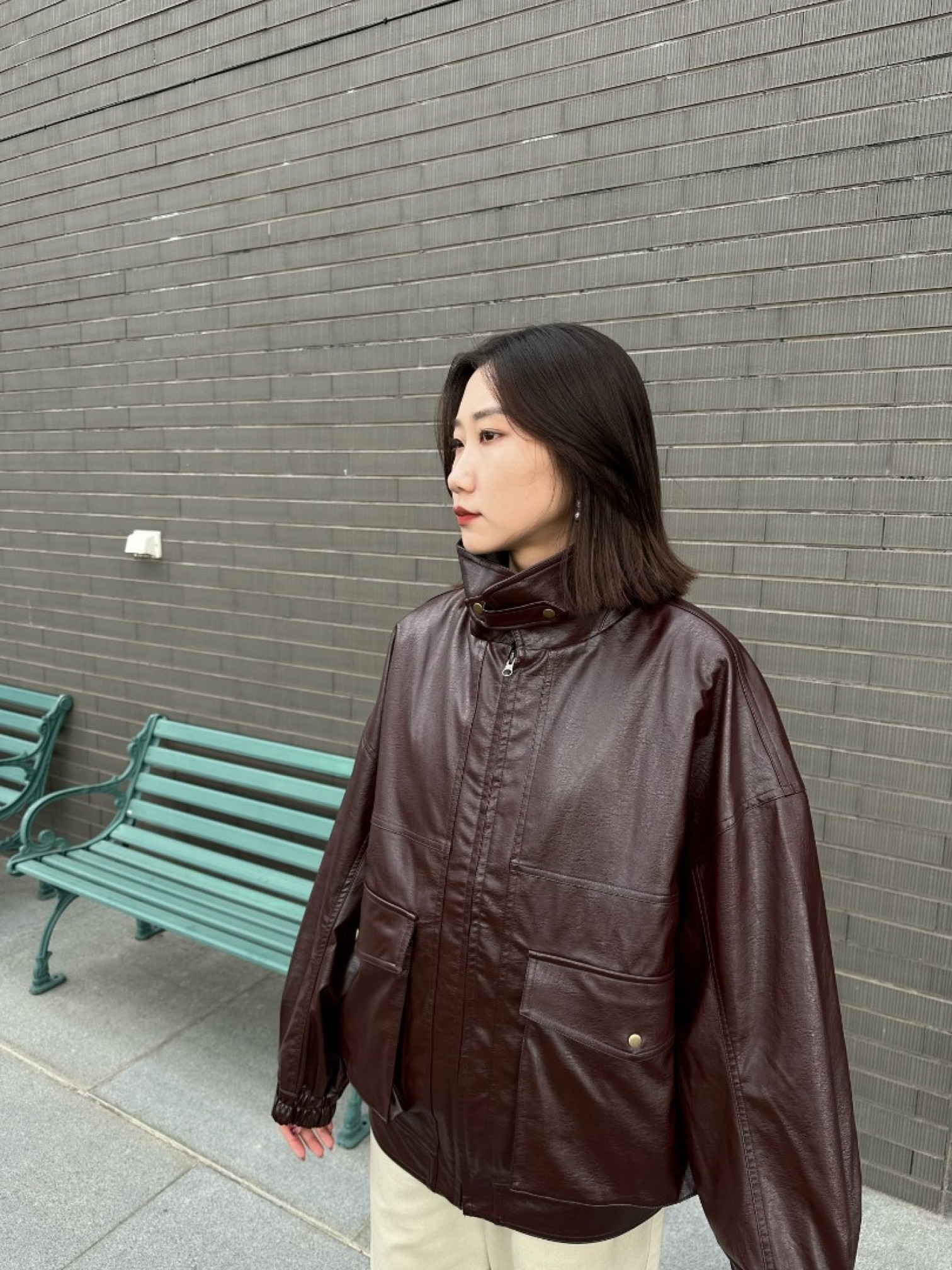 🇯🇵兩件式OVER SIZE帥氣皮革外套/棕