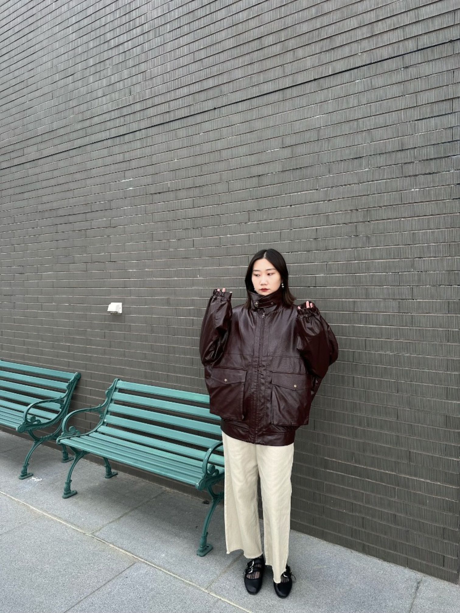 🇯🇵兩件式OVER SIZE帥氣皮革外套/棕