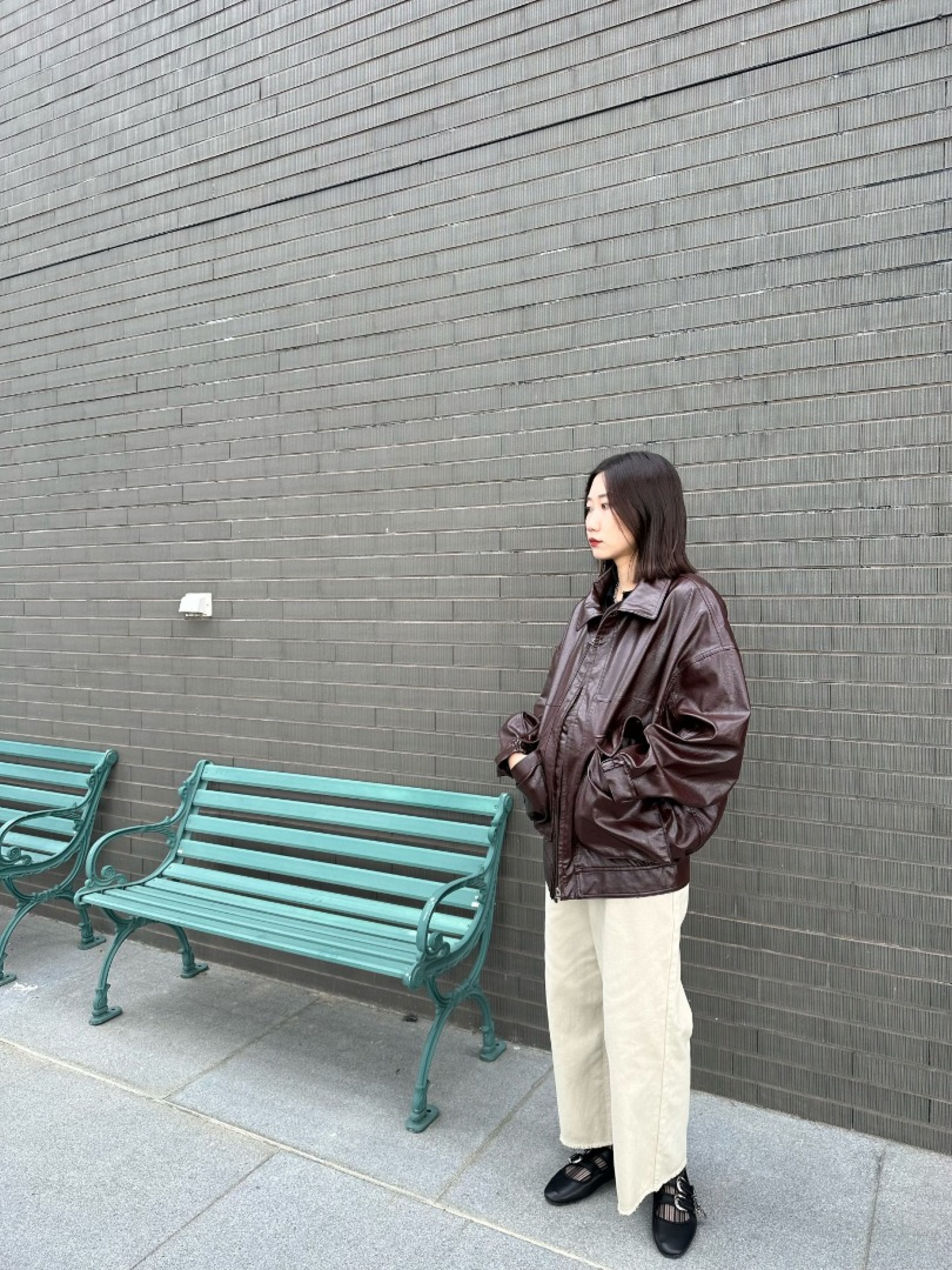 🇯🇵兩件式OVER SIZE帥氣皮革外套/棕