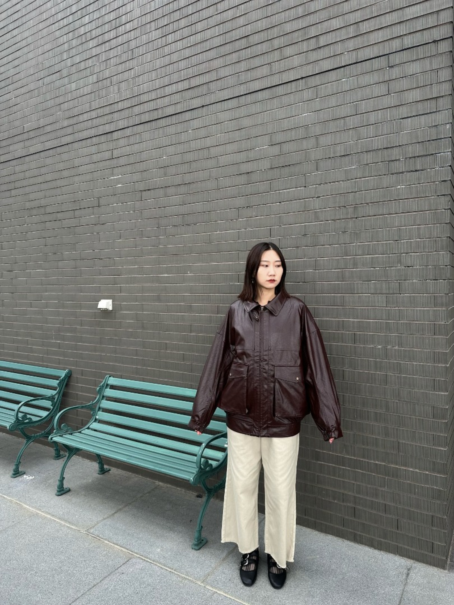 🇯🇵兩件式OVER SIZE帥氣皮革外套/棕