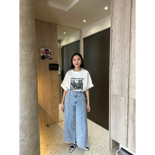 🇯🇵破壞感鬚邊中線牛仔褲/淺藍