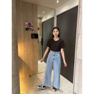 🇯🇵破壞感鬚邊中線牛仔褲/淺藍