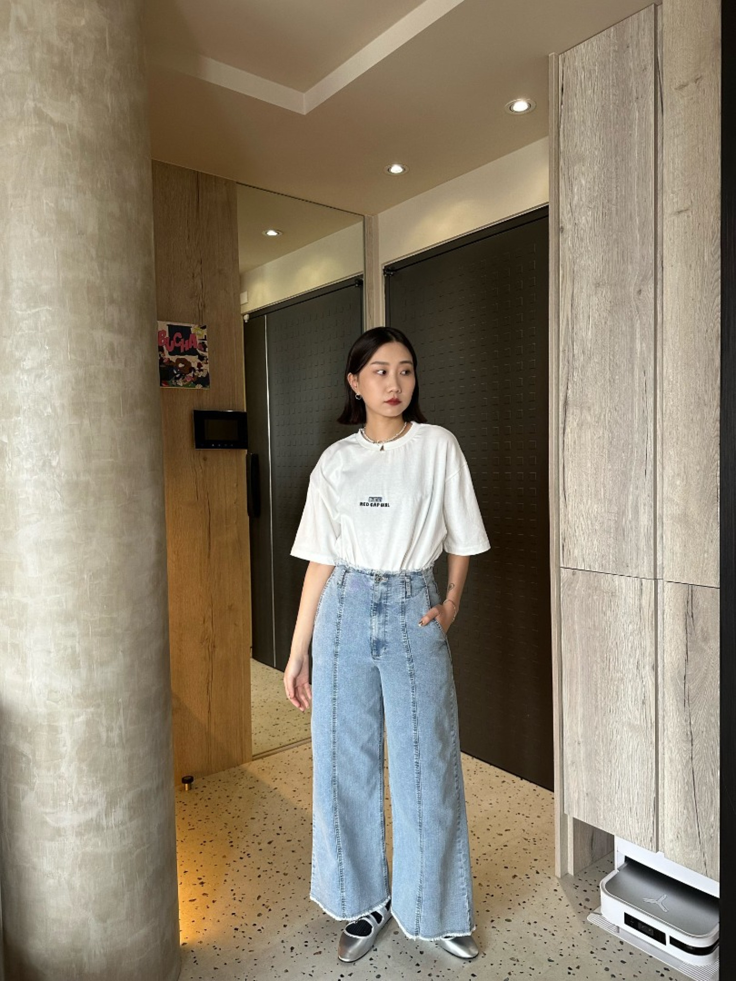 🇯🇵破壞感鬚邊中線牛仔褲/淺藍