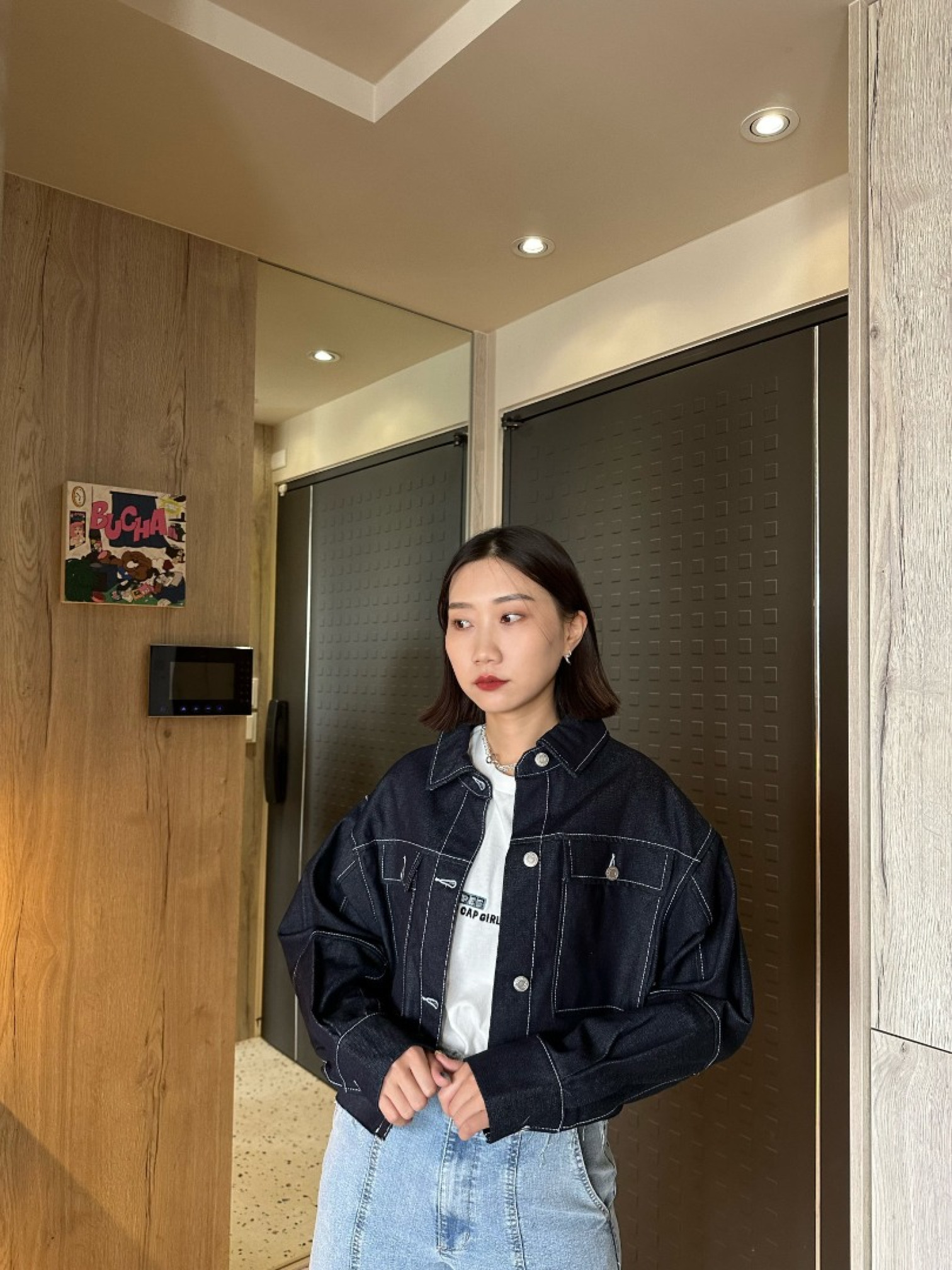 🇯🇵時髦短版牛仔外套/深藍