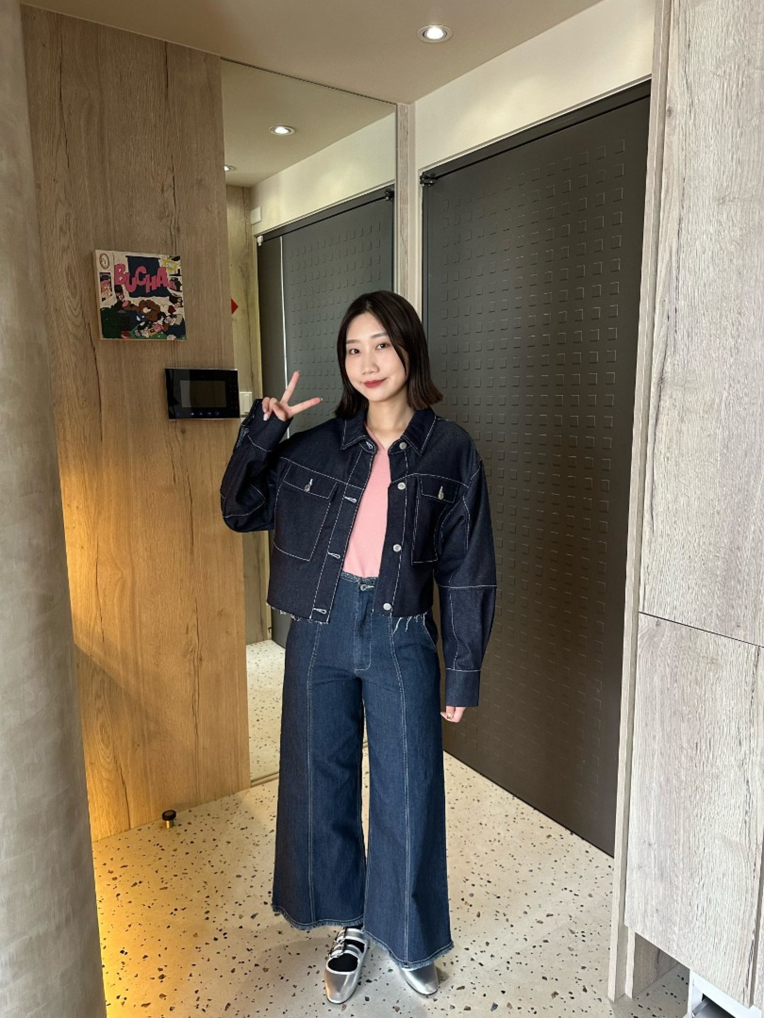 🇯🇵時髦短版牛仔外套/深藍