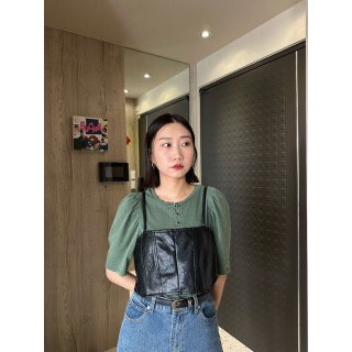 🇯🇵時髦皮革背心/黑