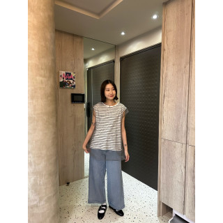 🇯🇵雙層透透條紋上衣/黑