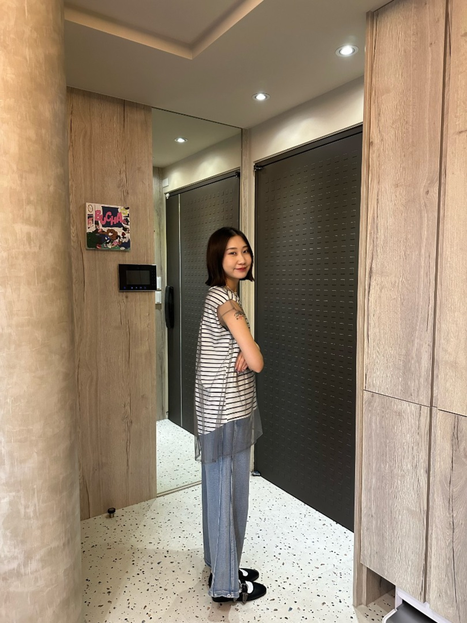 🇯🇵雙層透透條紋上衣/黑