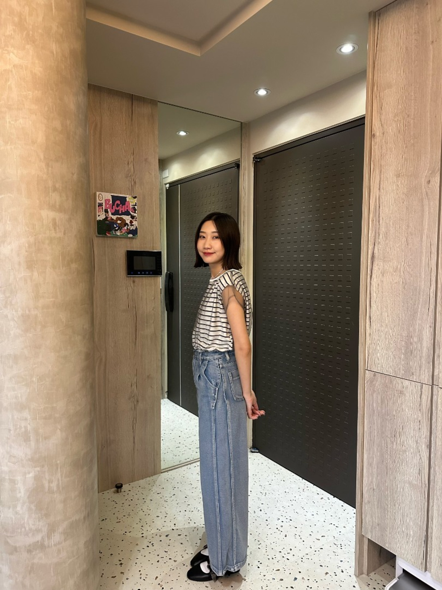 🇯🇵雙層透透條紋上衣/黑