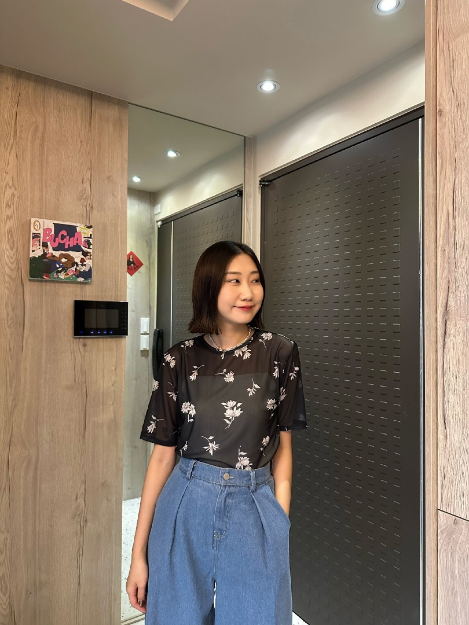 🇯🇵質感花花透膚內搭/黑