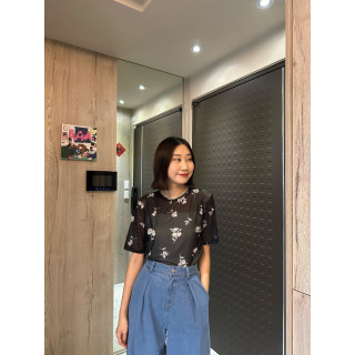 🇯🇵質感花花透膚內搭/黑